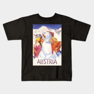 Austria, Kissing Mr. Snowman, Postcard Kids T-Shirt